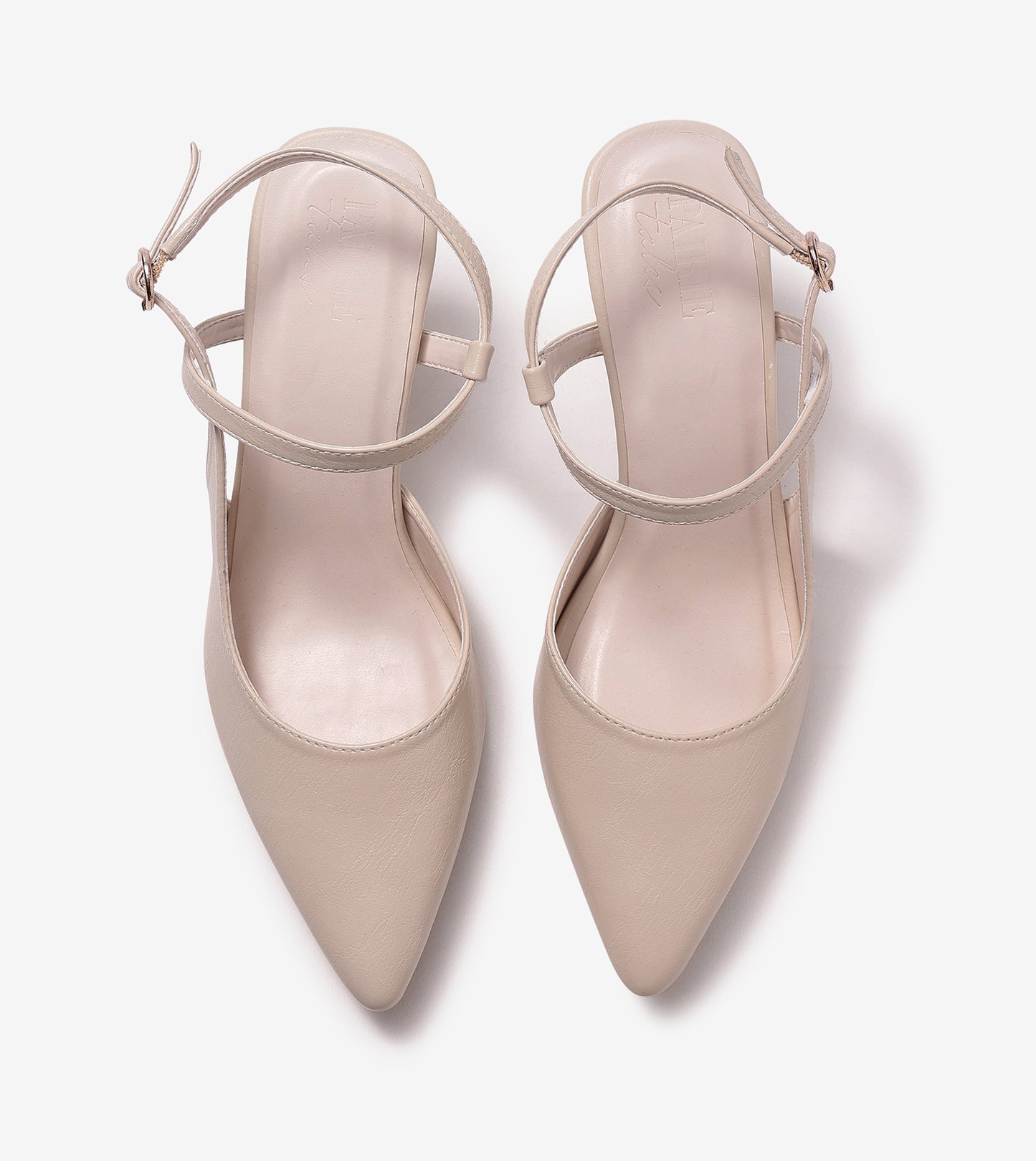 Slingback Pointed Toe Pumps - Cream