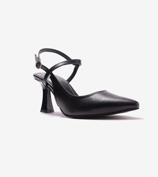 Slingback Pointed Toe Pumps - Black