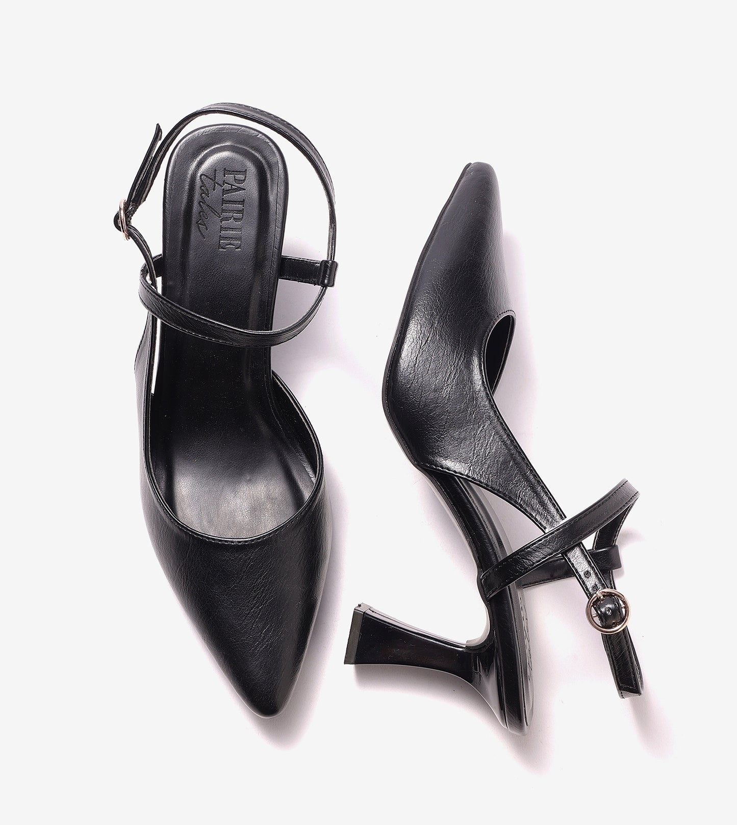 Slingback Pointed Toe Pumps - Black