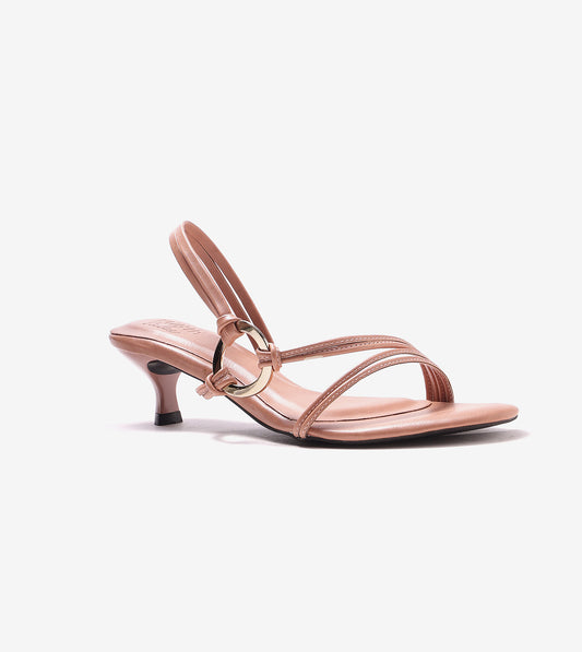 Strappy Kitten Heel With Metallic Adornment  - Gajri