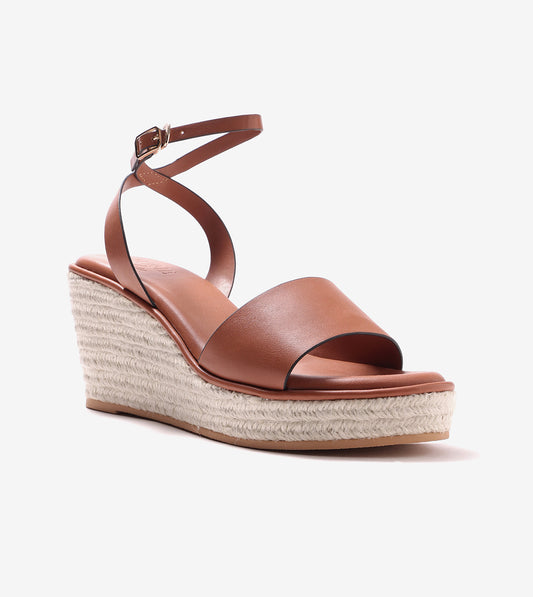 Ankle Strap Espadrille Wedges - Tan