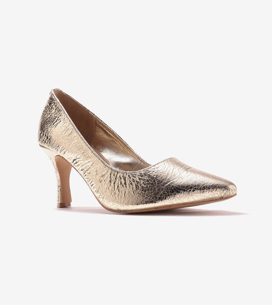 Crackled Metallic Pumps - Gold