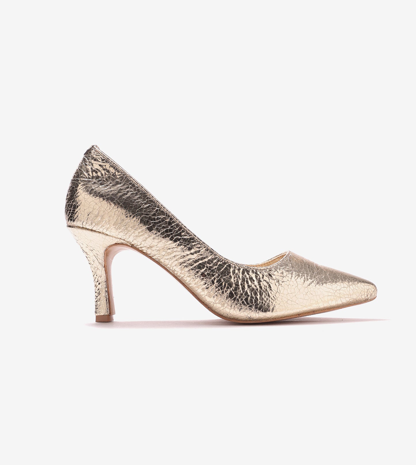 Crackled Metallic Pumps - Gold