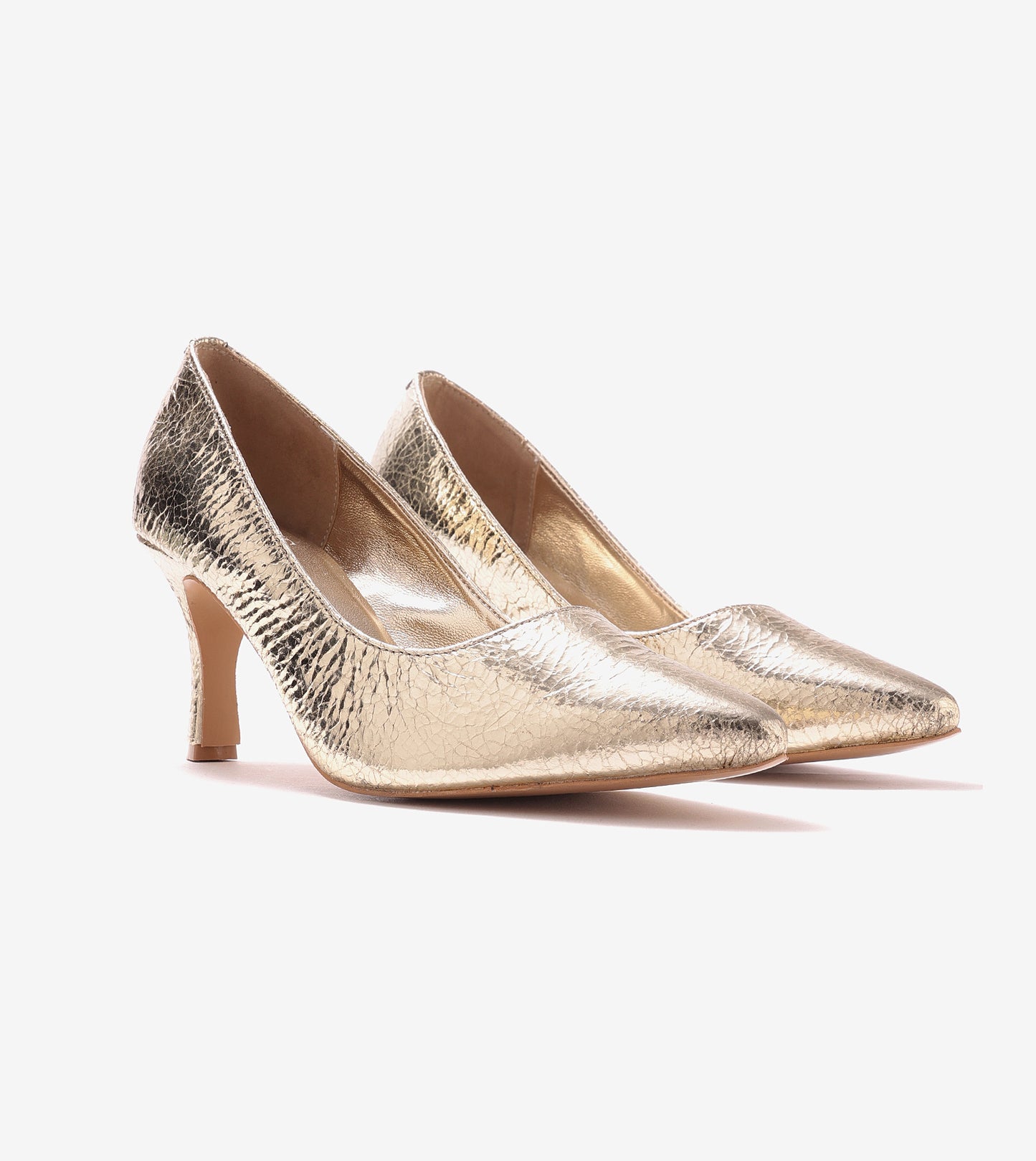 Crackled Metallic Pumps - Gold