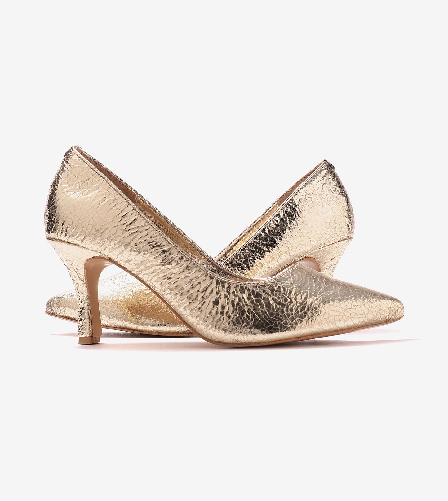 Crackled Metallic Pumps - Gold