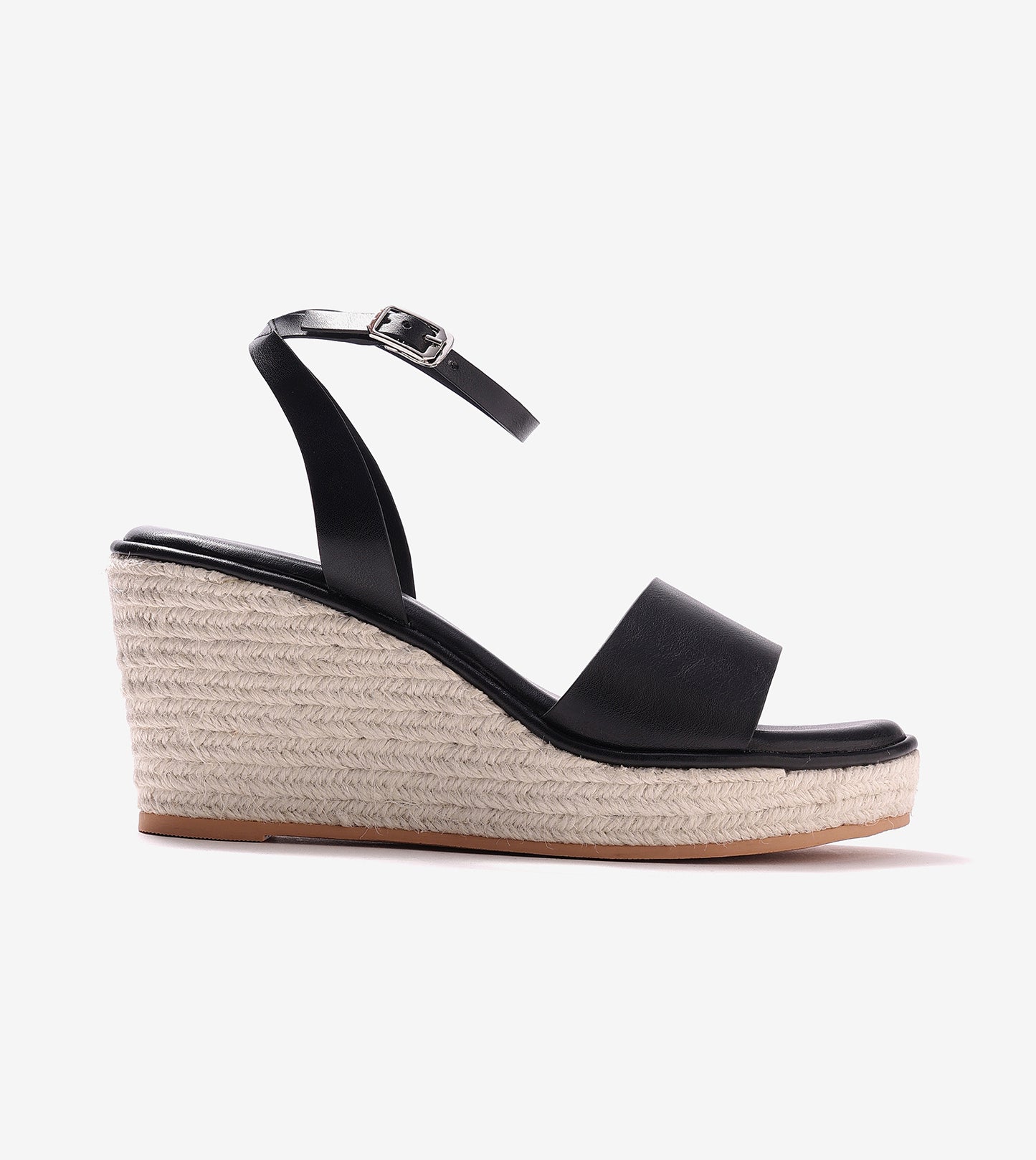 Ankle Strap Espadrille Wedges - Black