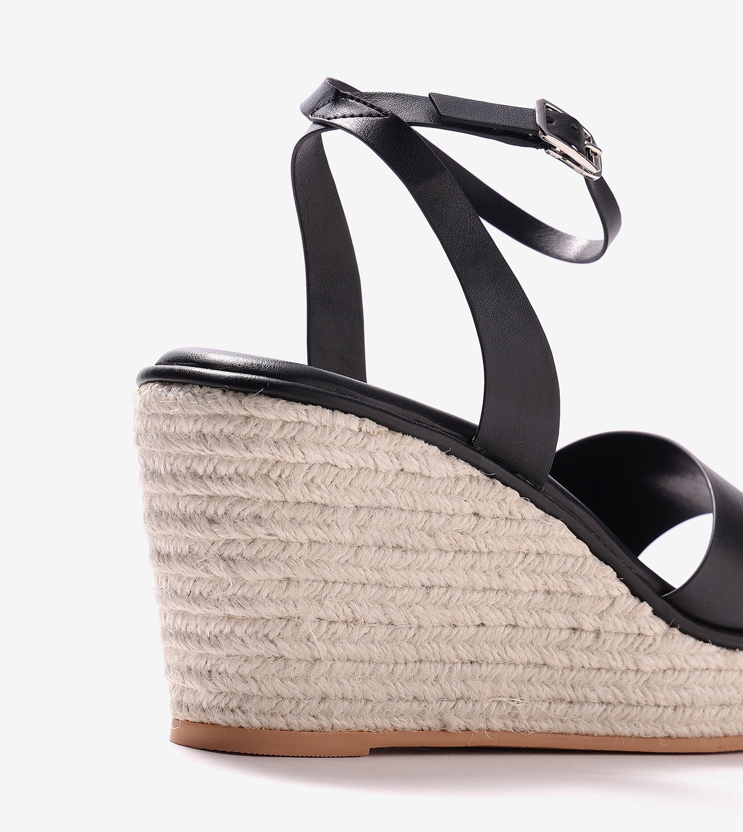 Ankle Strap Espadrille Wedges - Black
