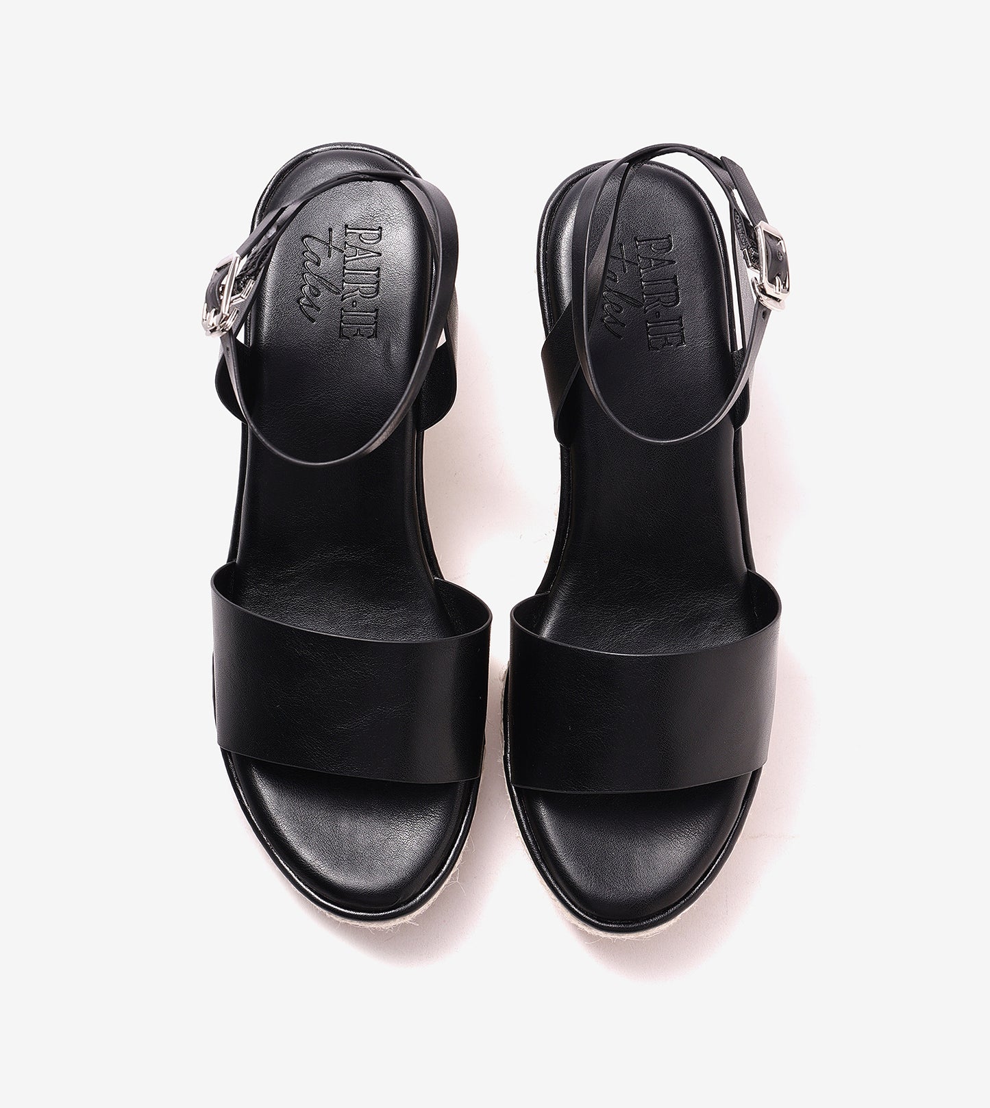 Ankle Strap Espadrille Wedges - Black