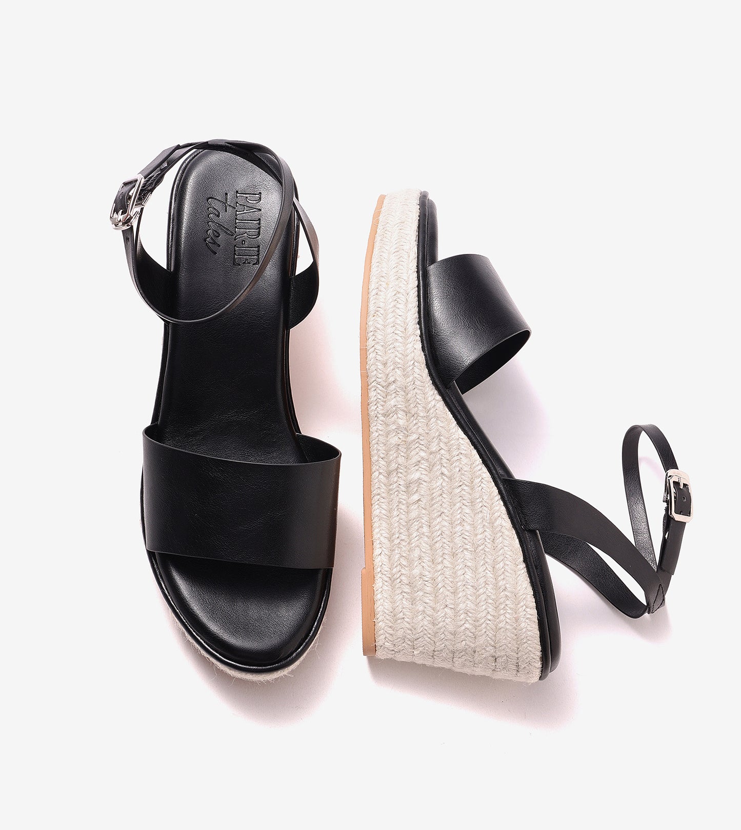 Ankle Strap Espadrille Wedges - Black