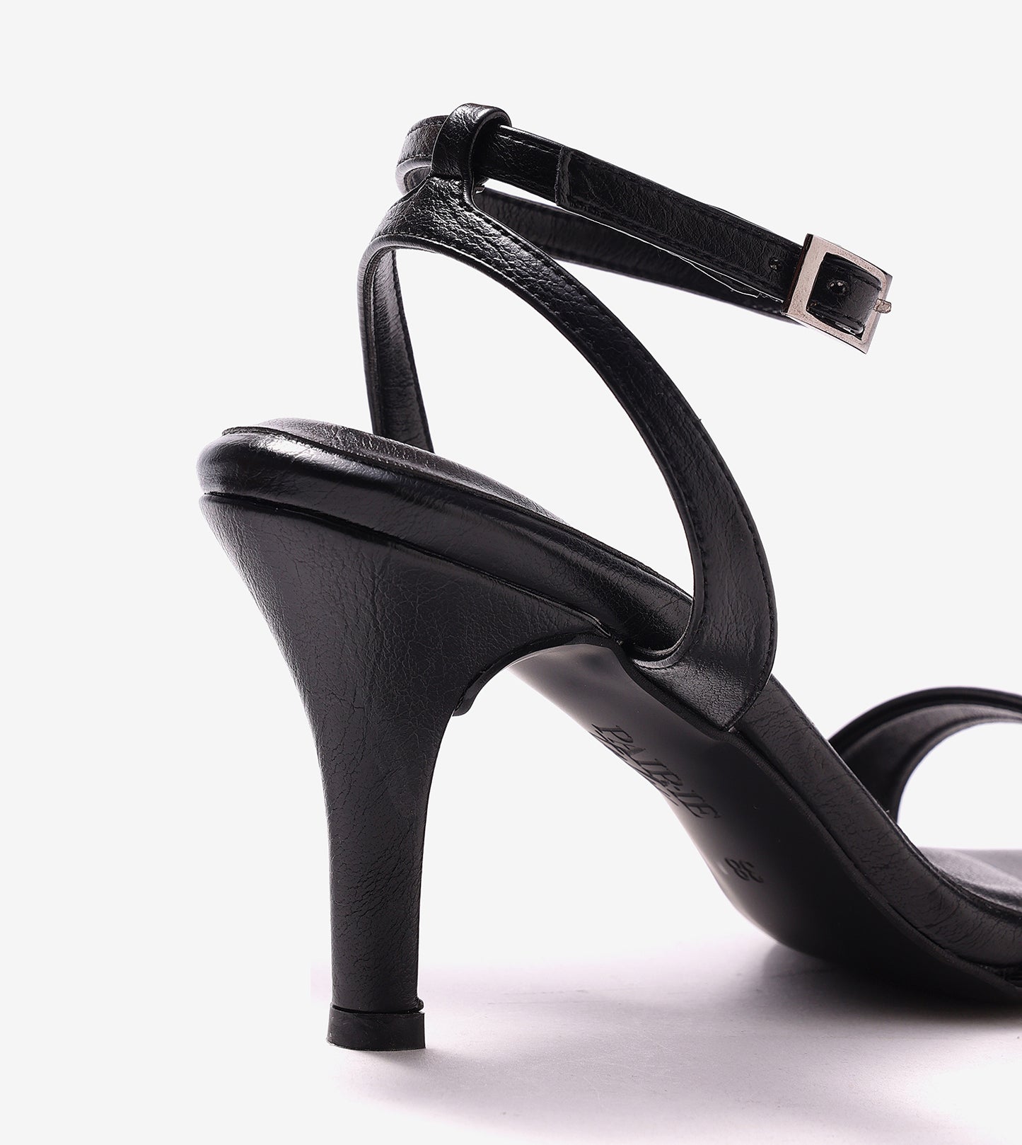 Stiletto-Heel Ankle Strap Sandals - Black