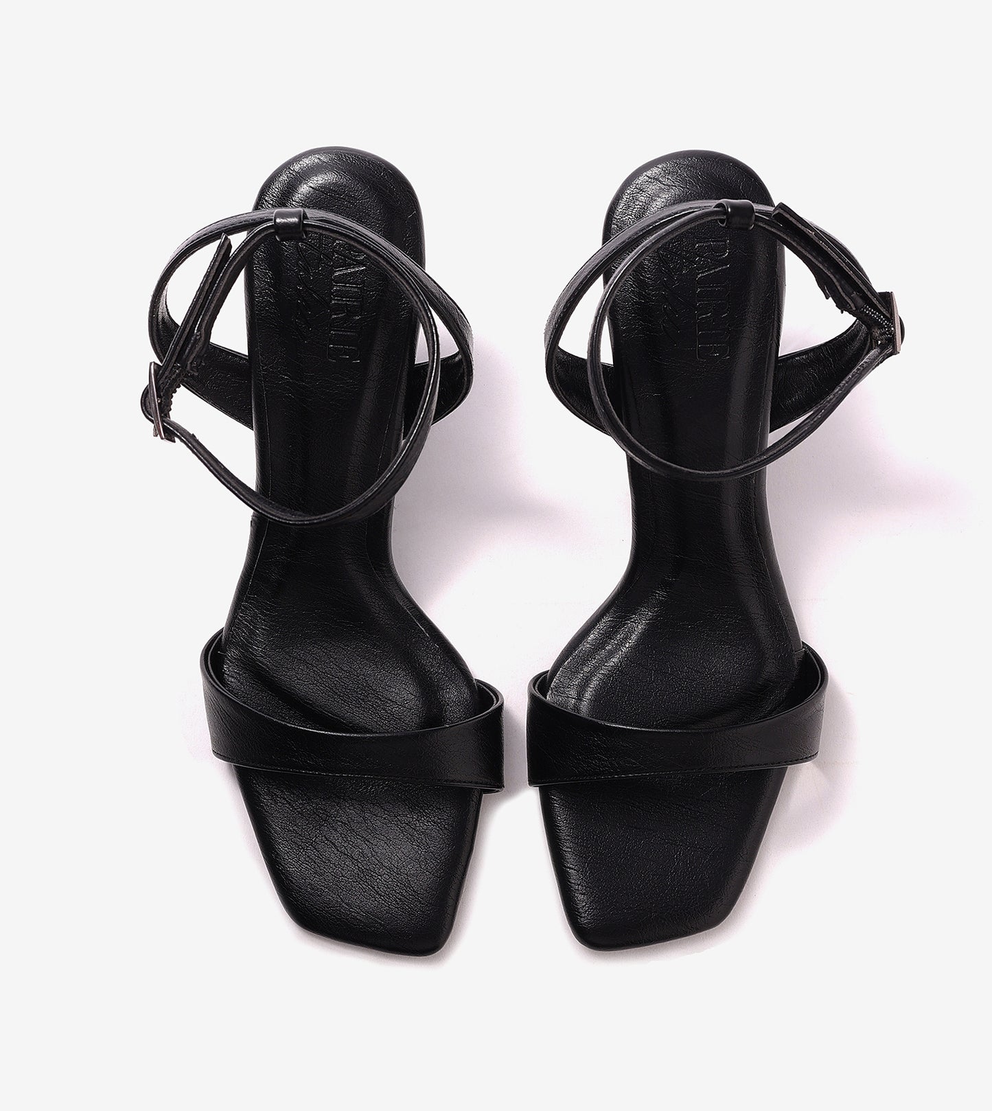 Stiletto-Heel Ankle Strap Sandals - Black