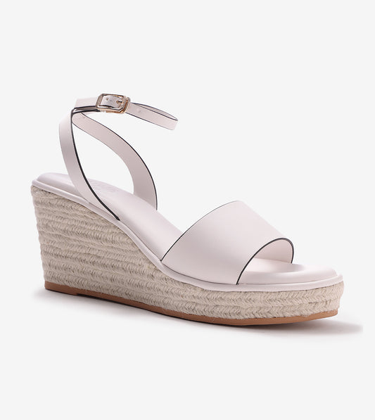 Ankle Strap Espadrille Wedges - White