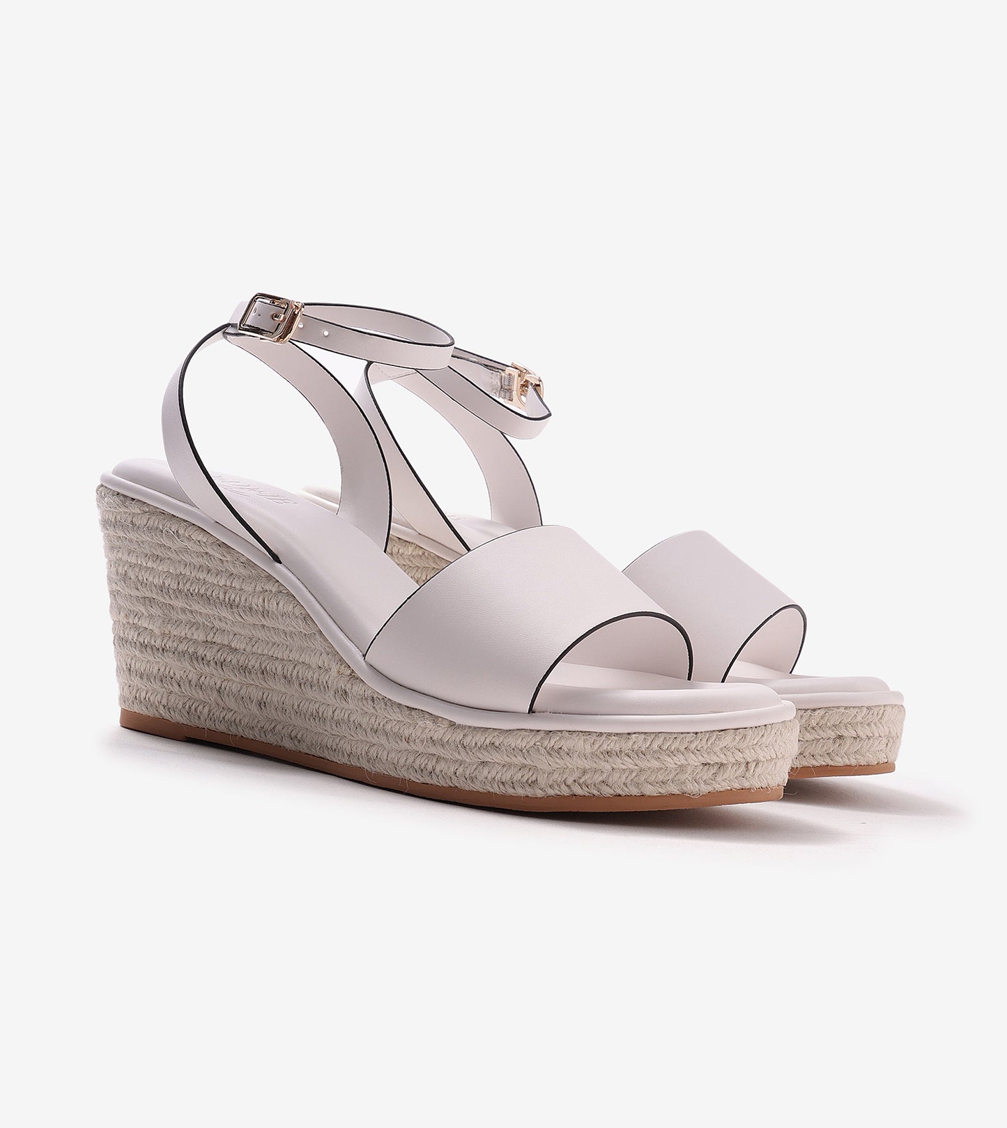 Ankle Strap Espadrille Wedges - White
