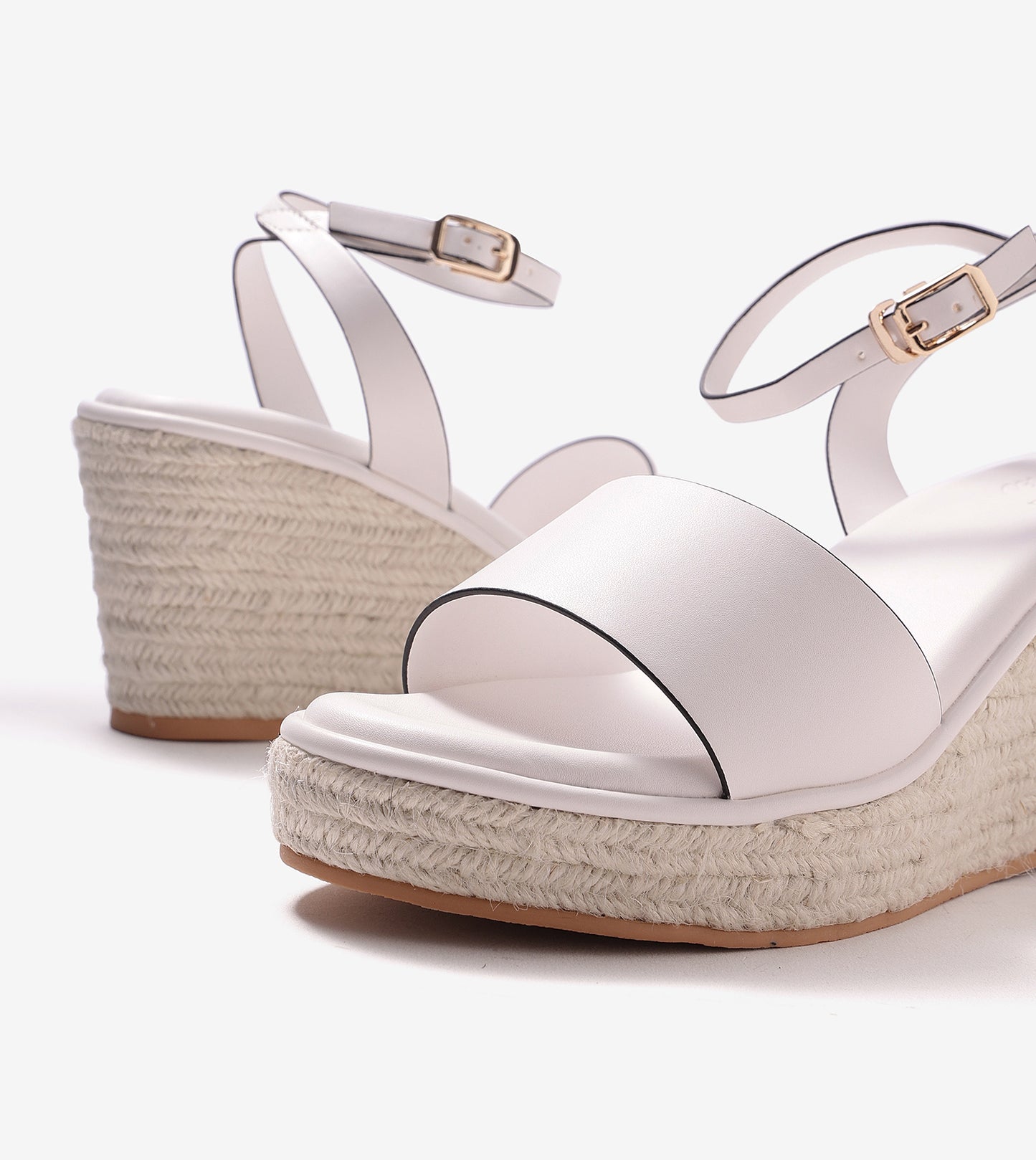 Ankle Strap Espadrille Wedges - White