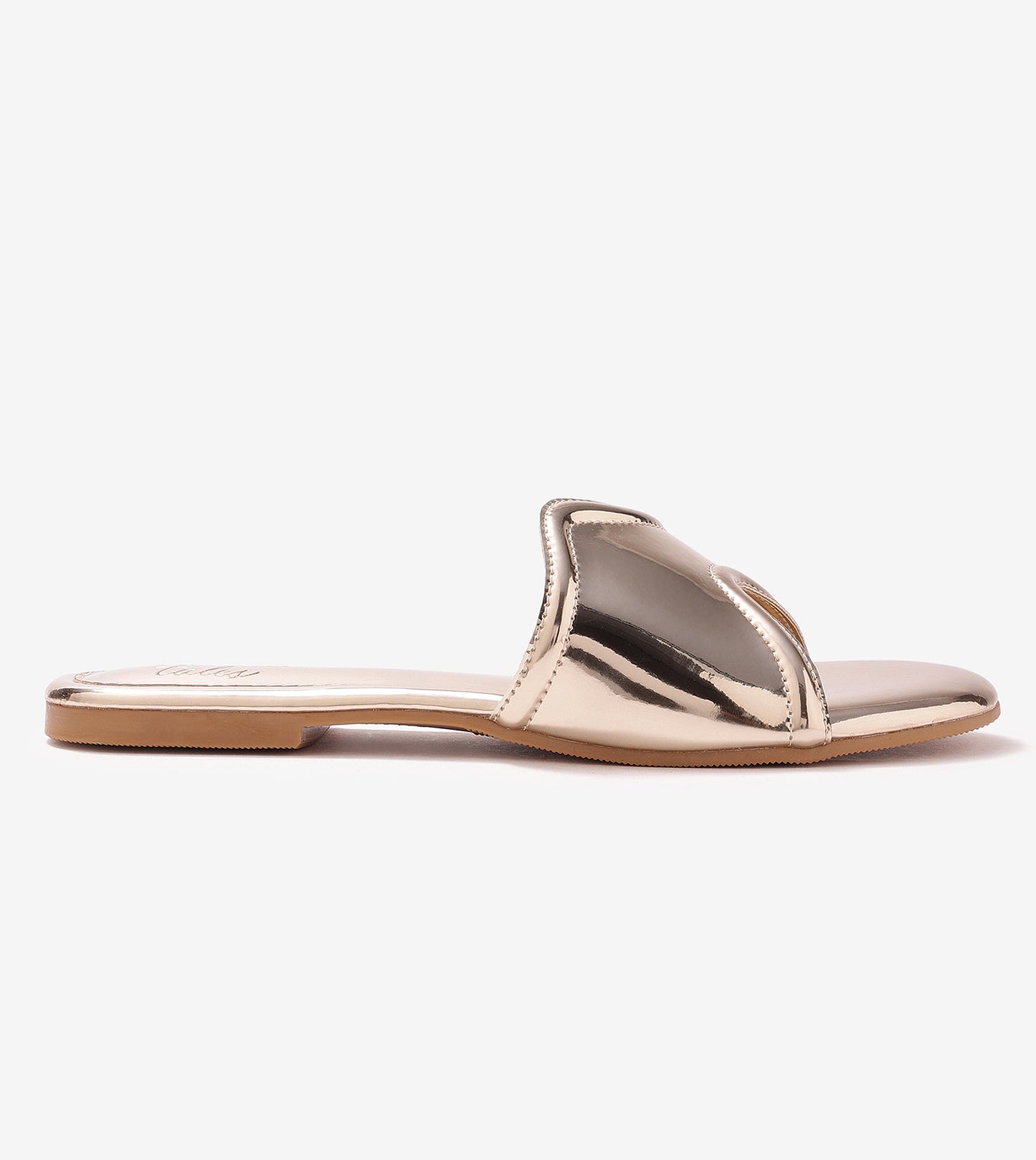 Metallic Wavy Flat Sandals - Gold