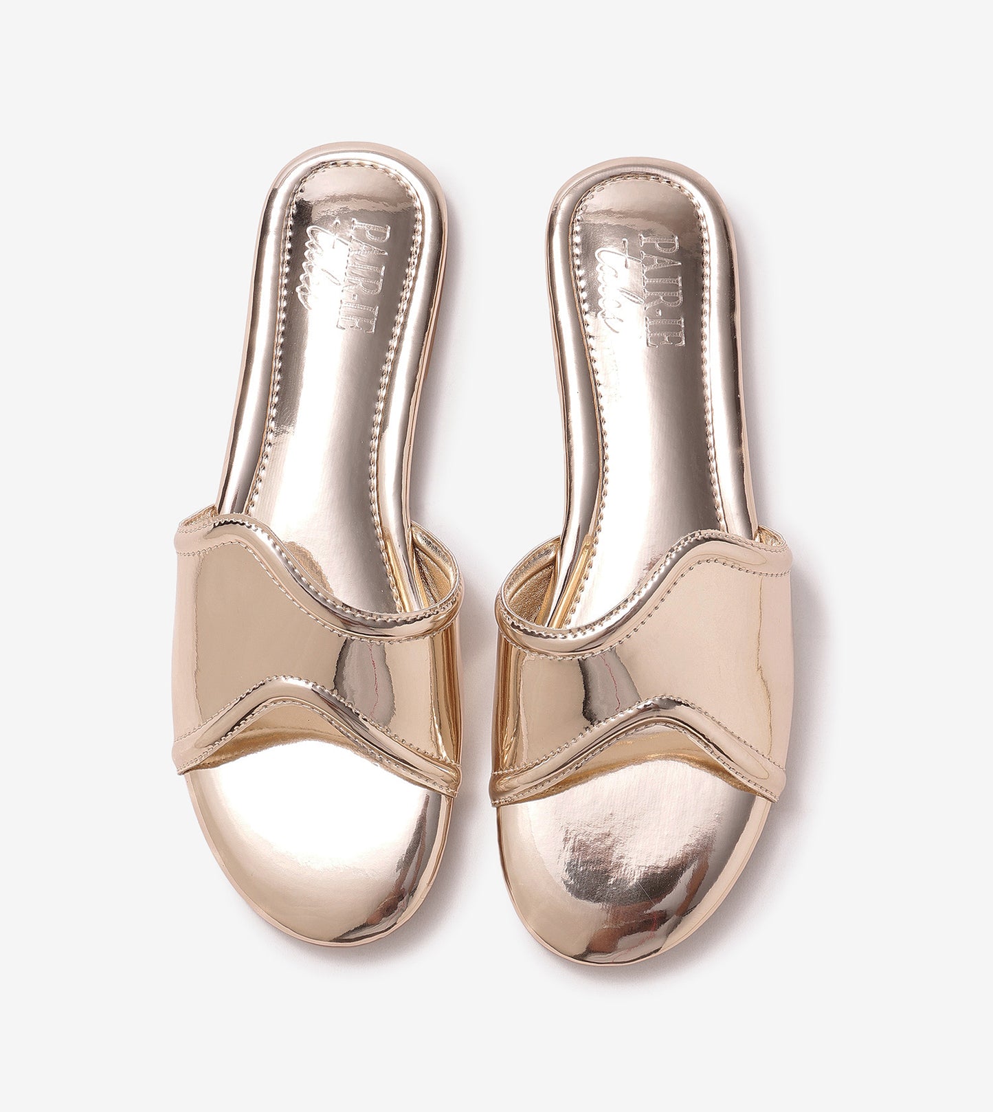 Metallic Wavy Flat Sandals - Gold