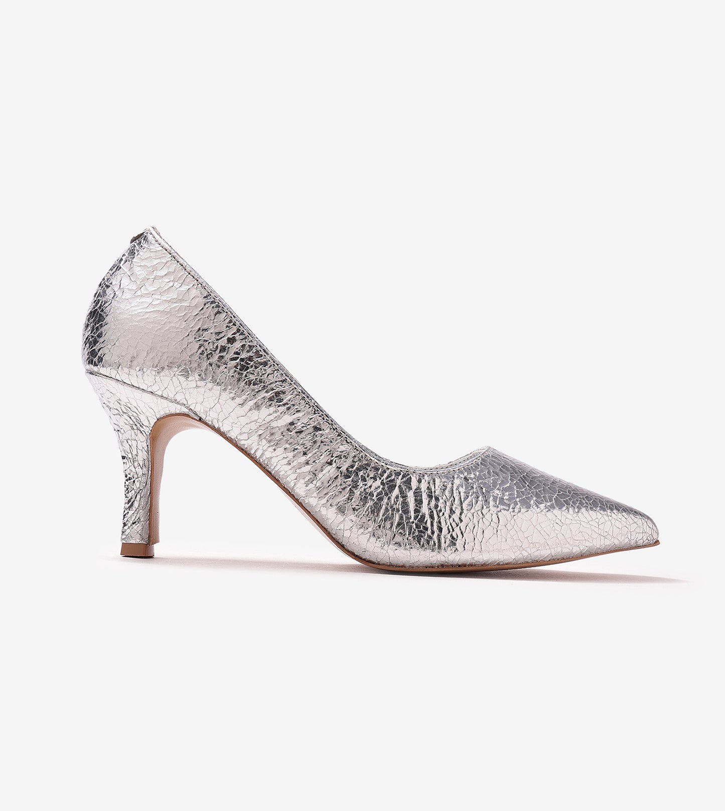 Crackled Metallic Pumps - Silver