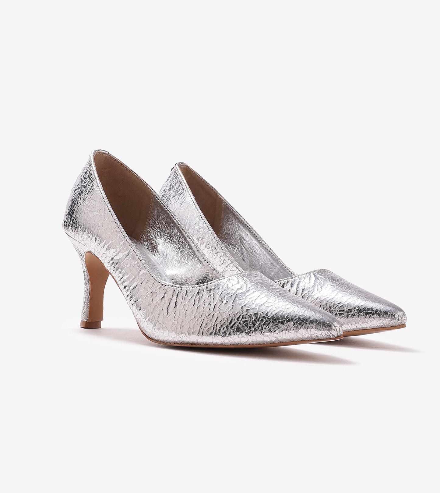 Crackled Metallic Pumps - Silver
