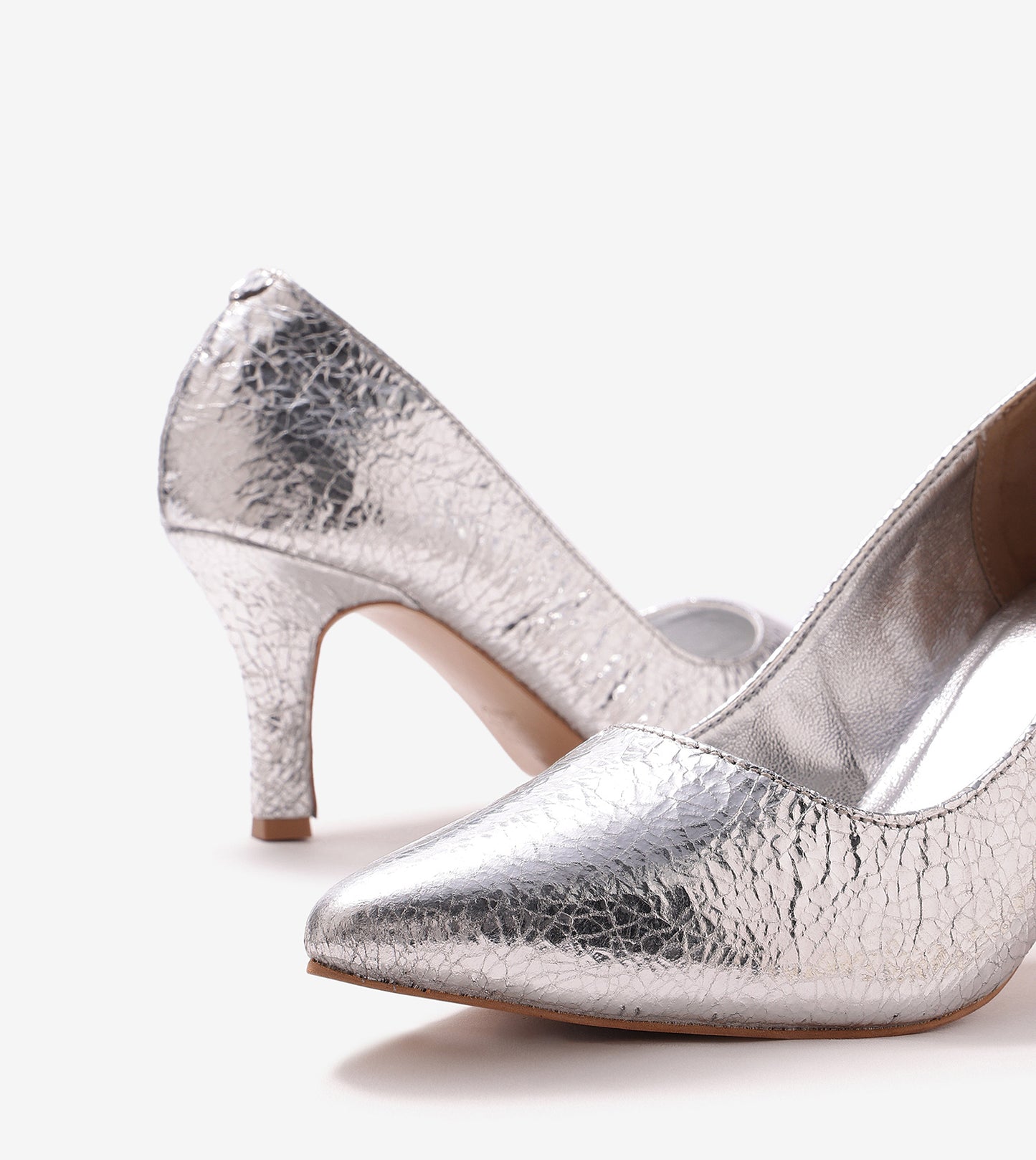 Crackled Metallic Pumps - Silver