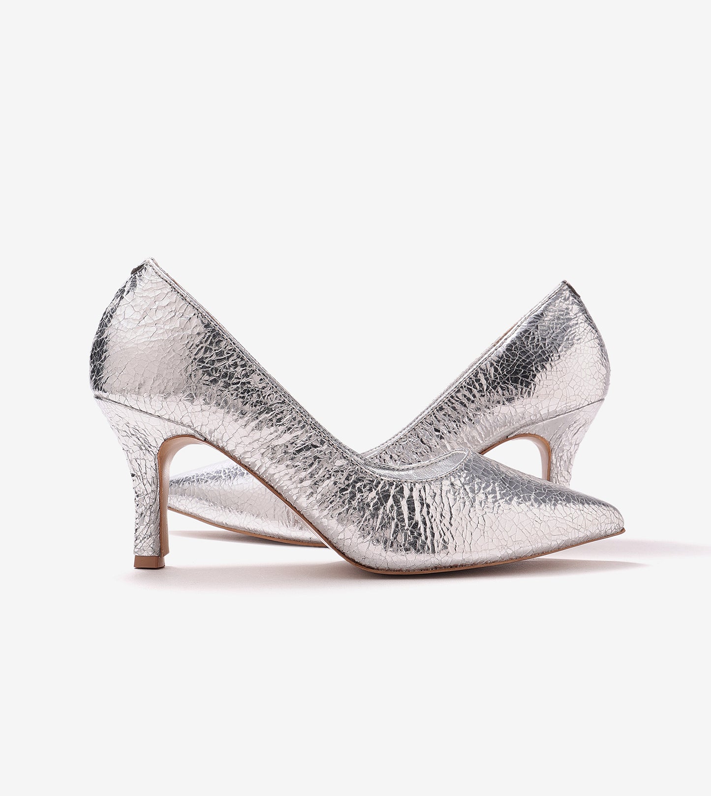 Crackled Metallic Pumps - Silver