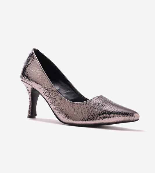 Crackled Metallic Pumps - Gunmetal