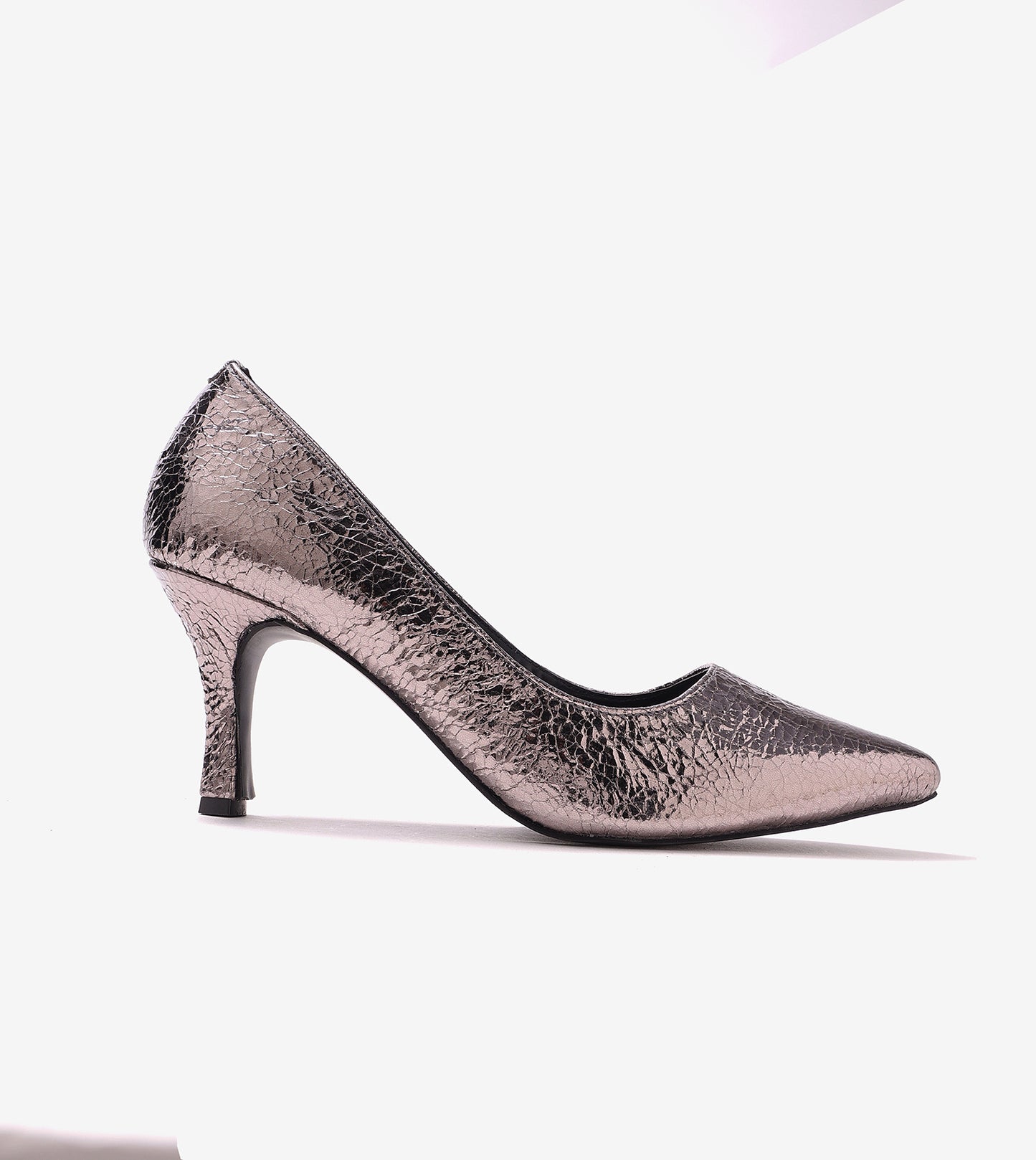 Crackled Metallic Pumps - Gunmetal