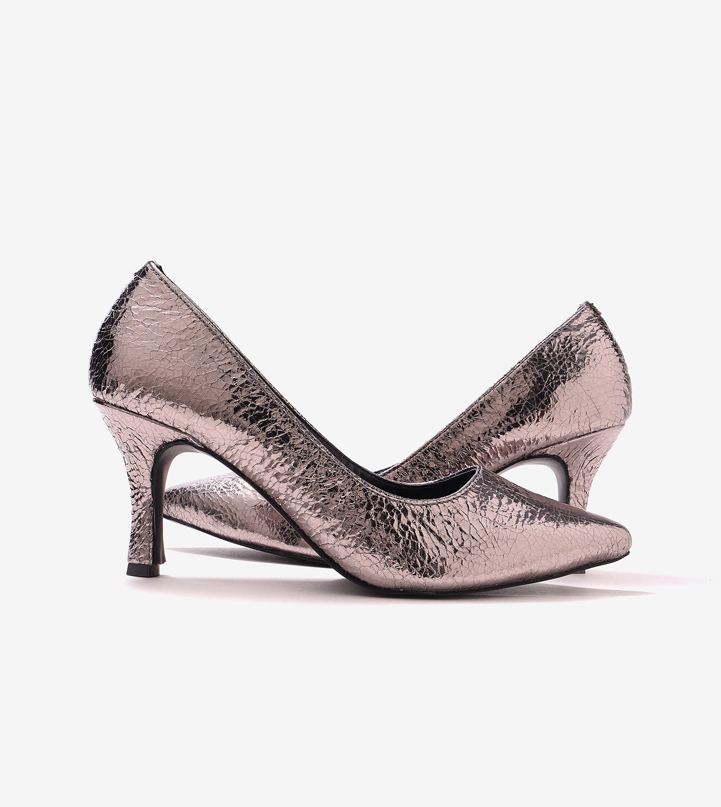 Crackled Metallic Pumps - Gunmetal