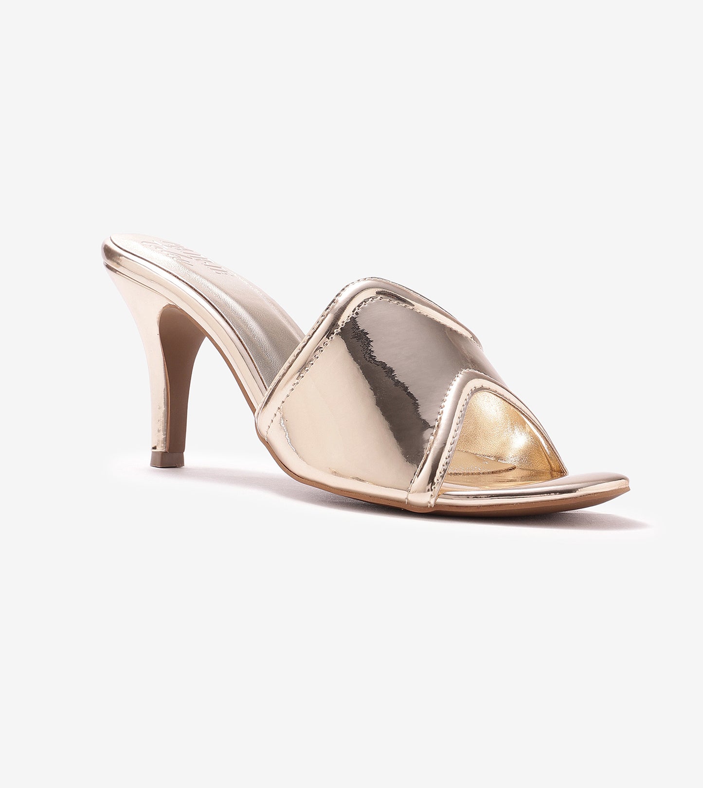 Metallic Wavy Stiletto Heeled Sandals - Gold