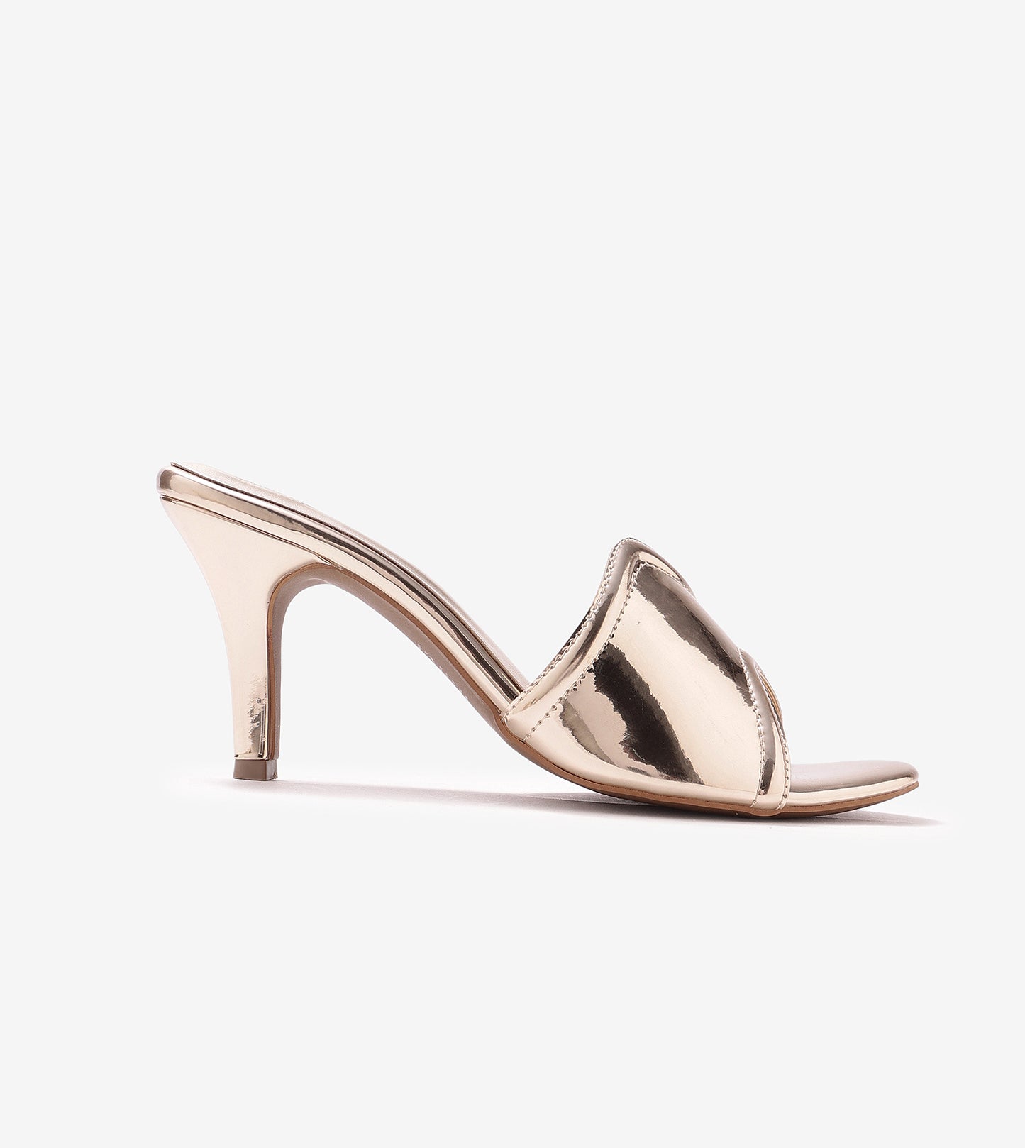 Metallic Wavy Stiletto Heeled Sandals - Gold