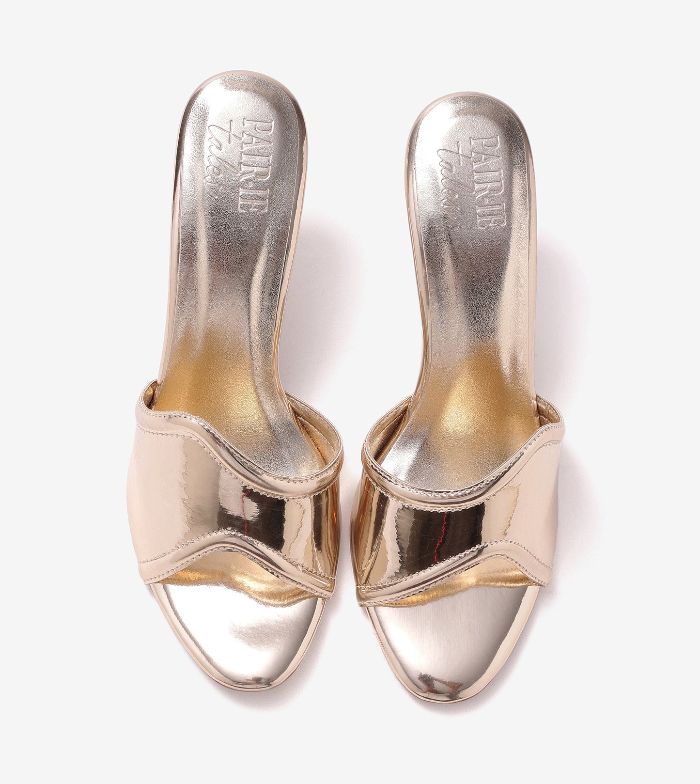 Metallic Wavy Stiletto Heeled Sandals - Gold