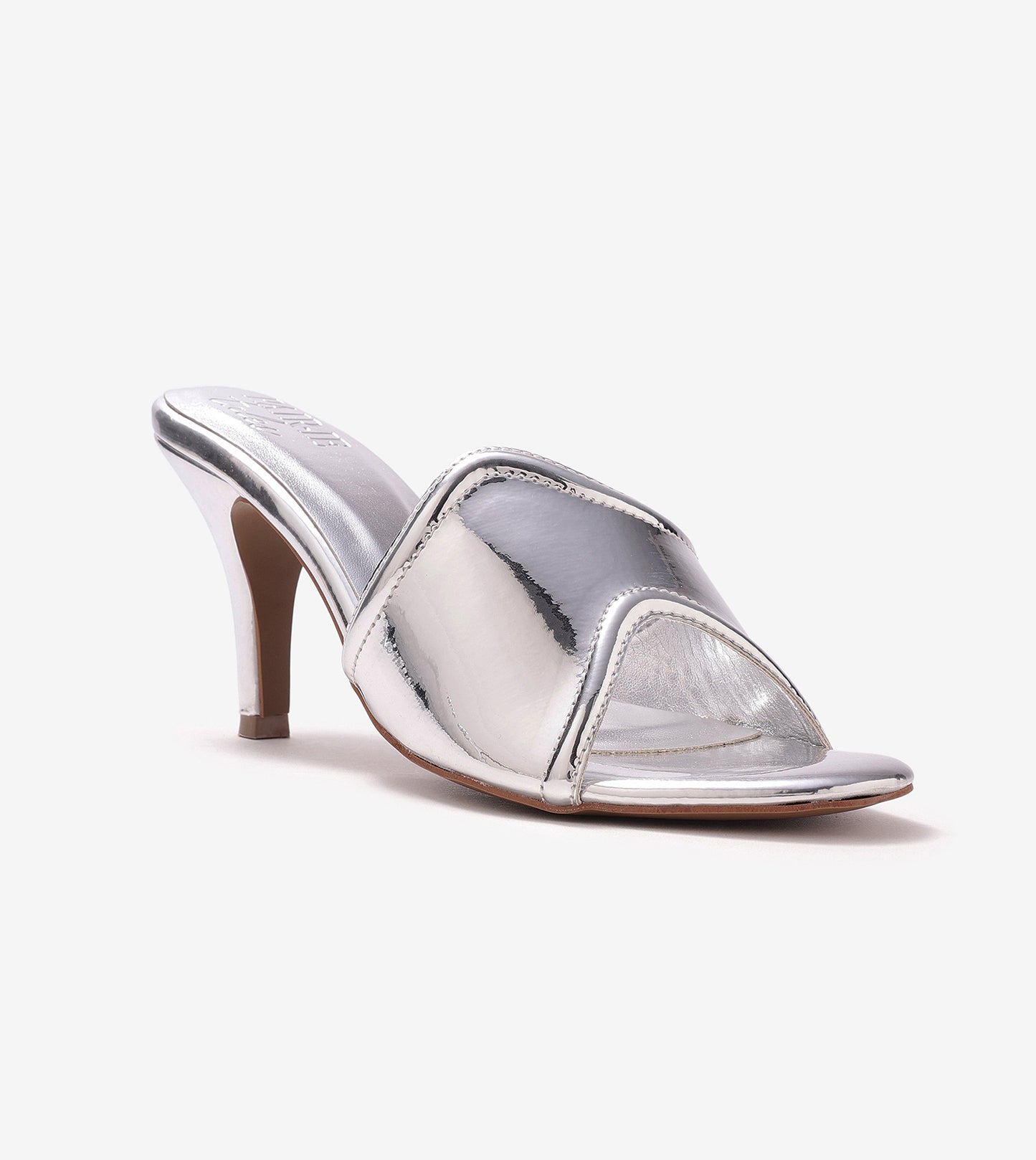 Metallic Wavy Stiletto Heeled Sandals - Silver