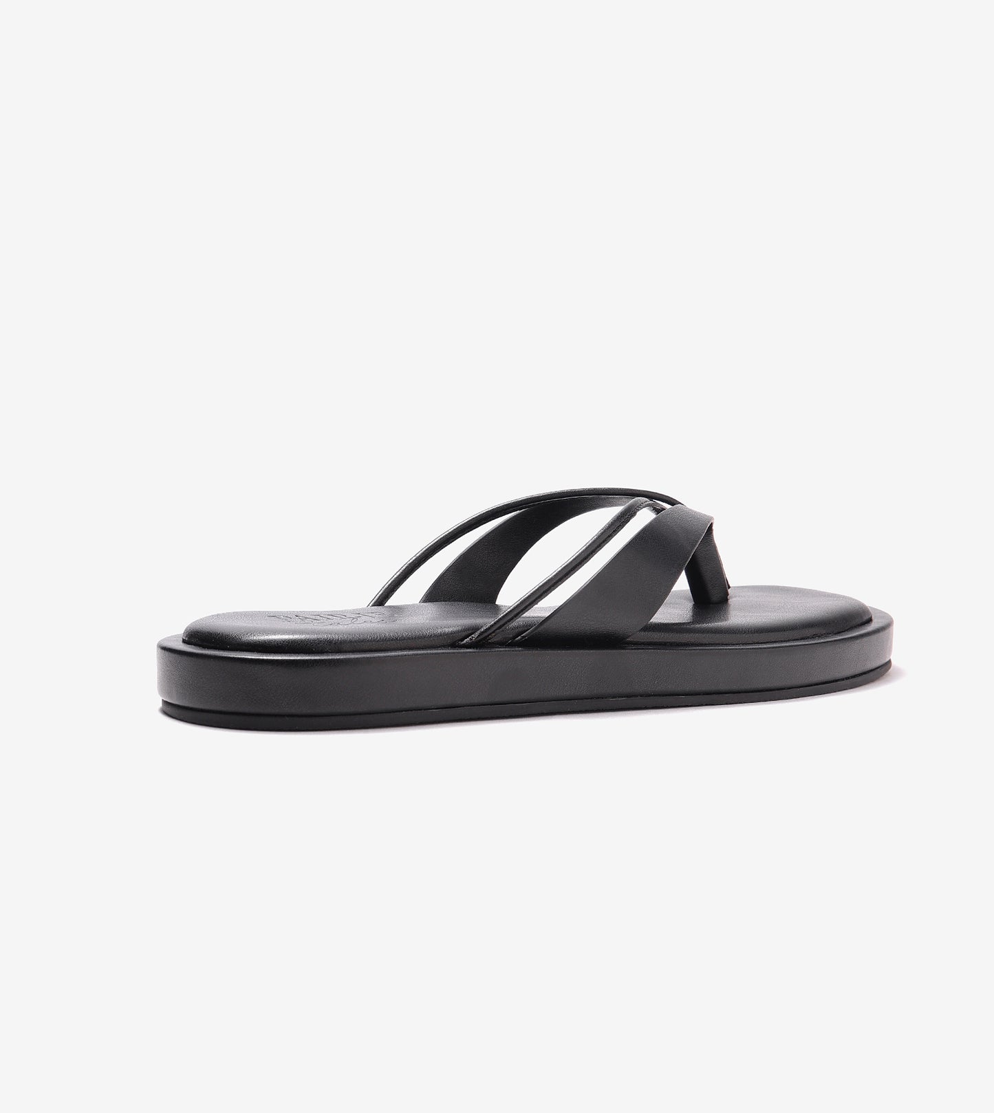 V-Strap Slide Flat Sandals - Black