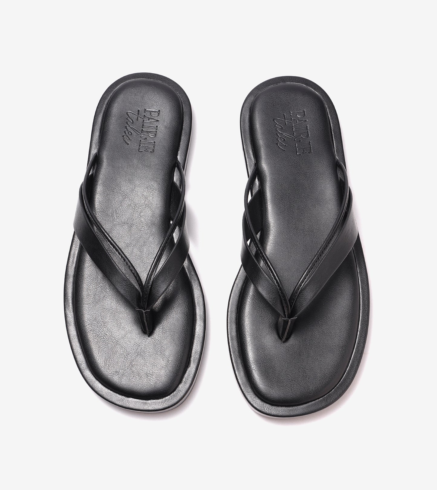 V-Strap Slide Flat Sandals - Black
