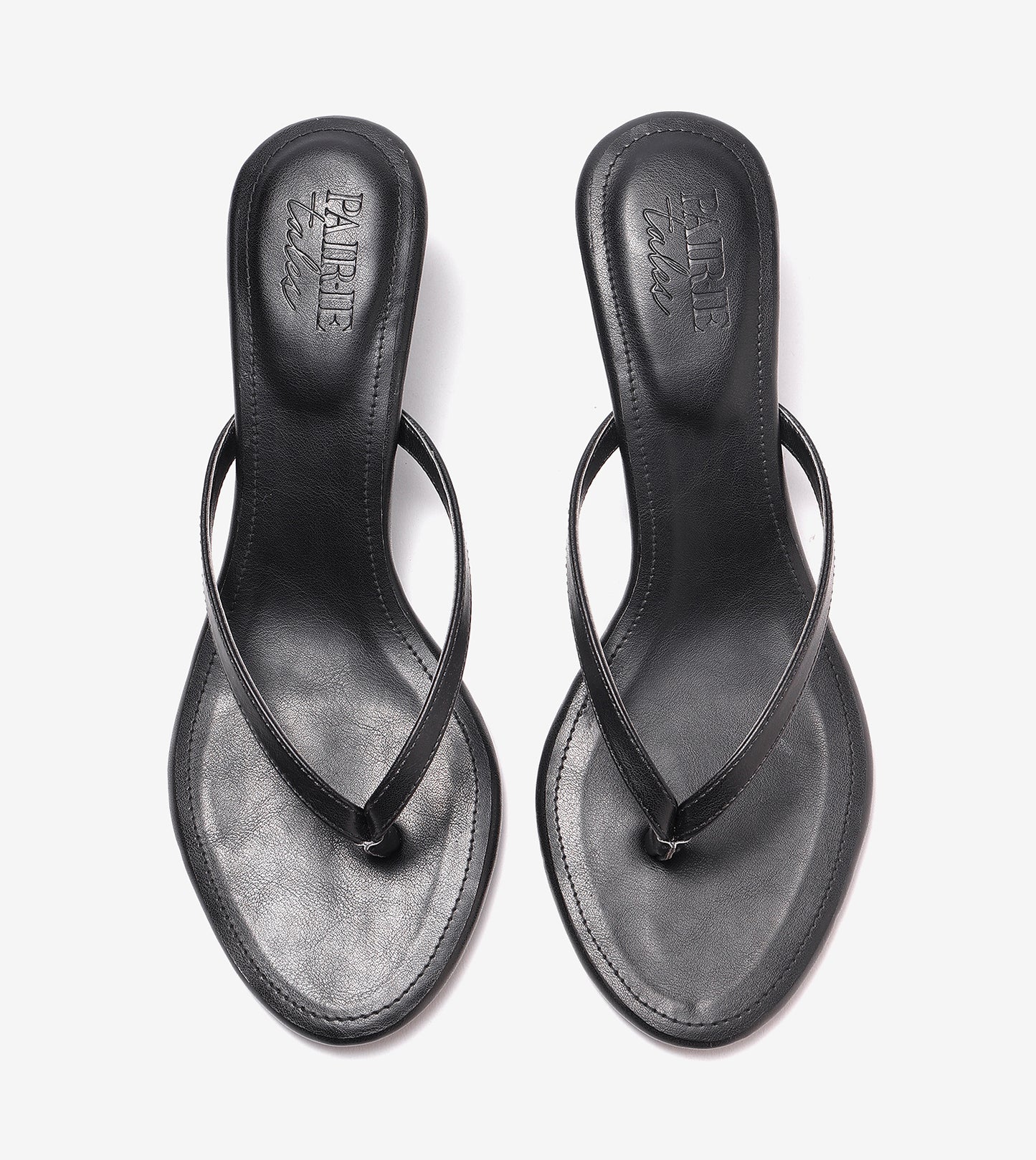 V-Strap Kitten Heeled Sandals - Black