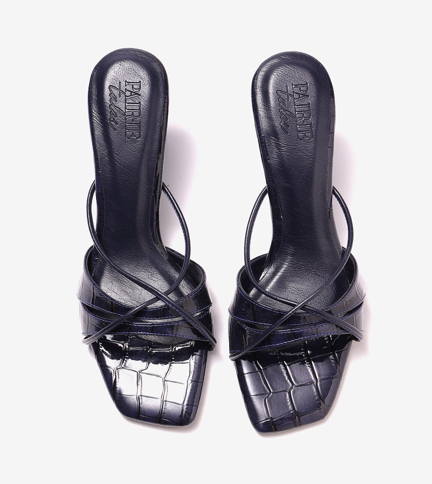 Patent Croco Meadow Strappy Sandals - Navy Blue