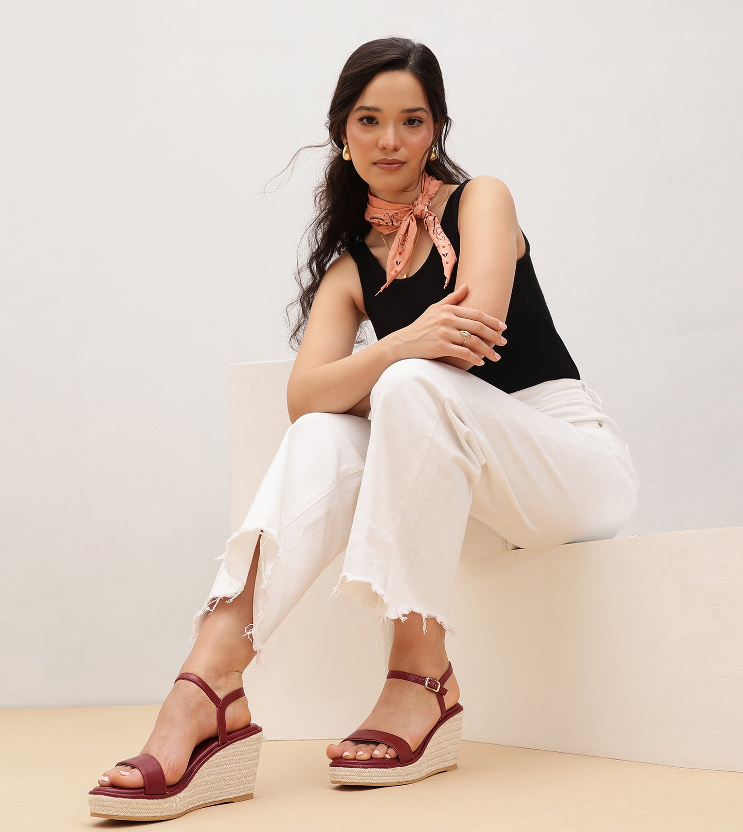 Espadrille Wedges - Maroon