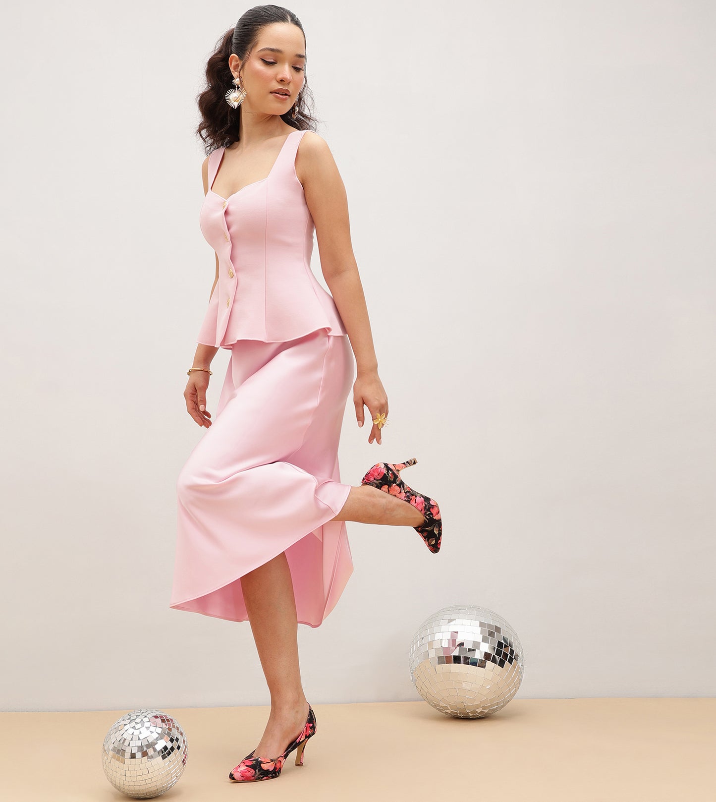 Floral Printed Pumps - Pink