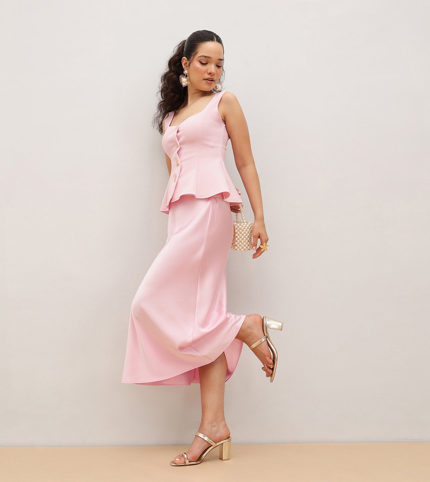 Metallic Accent Toe-Ring Heeled Mules - Gold