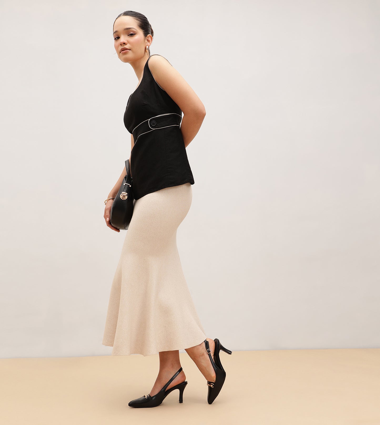 Chain - Embellished Slingback Pumps - Black