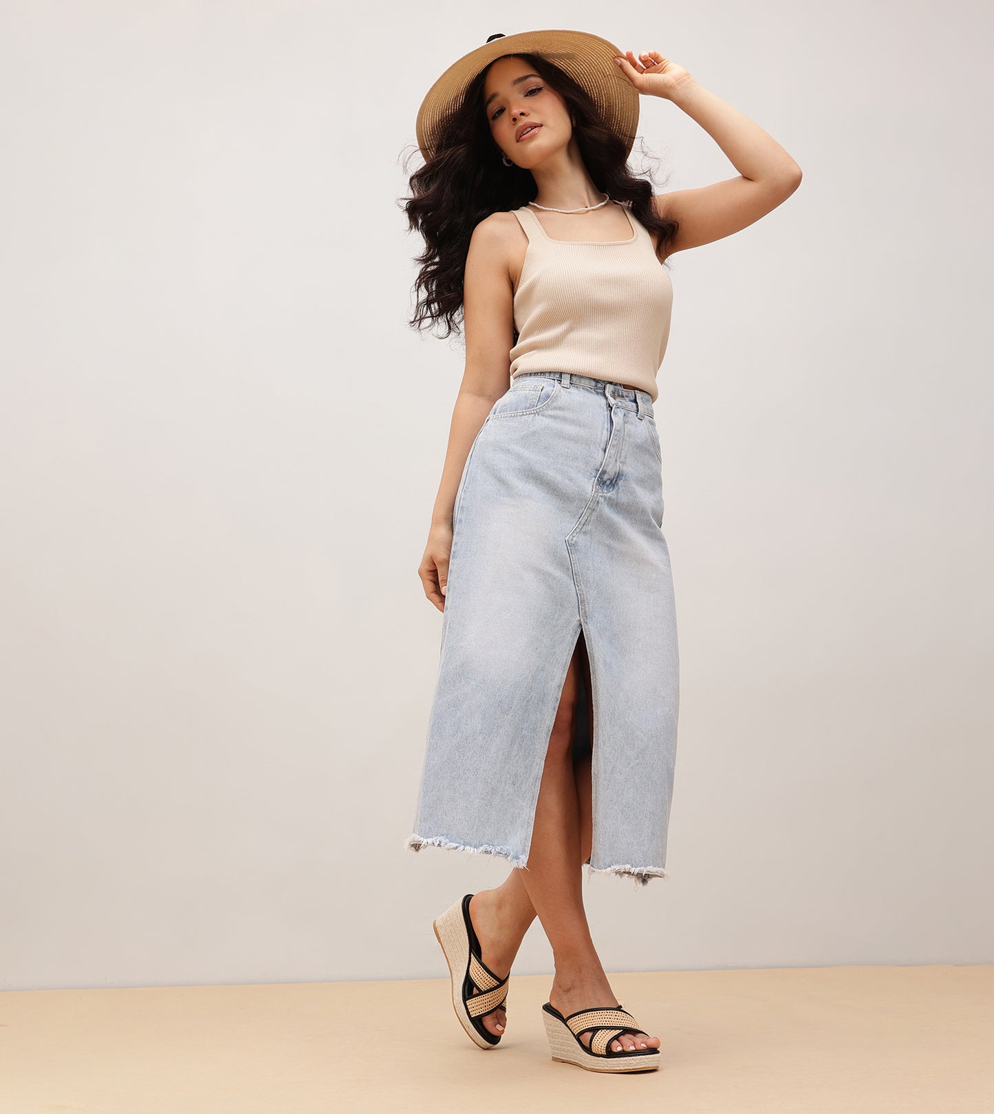 Woven Cross Strap Espadrille Wedges - Black