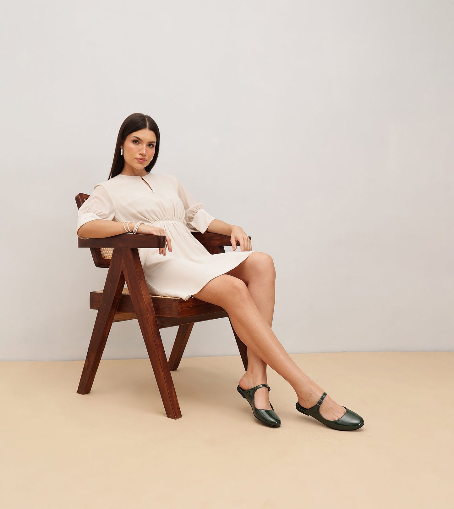Patent Mules Flats - Dark Green