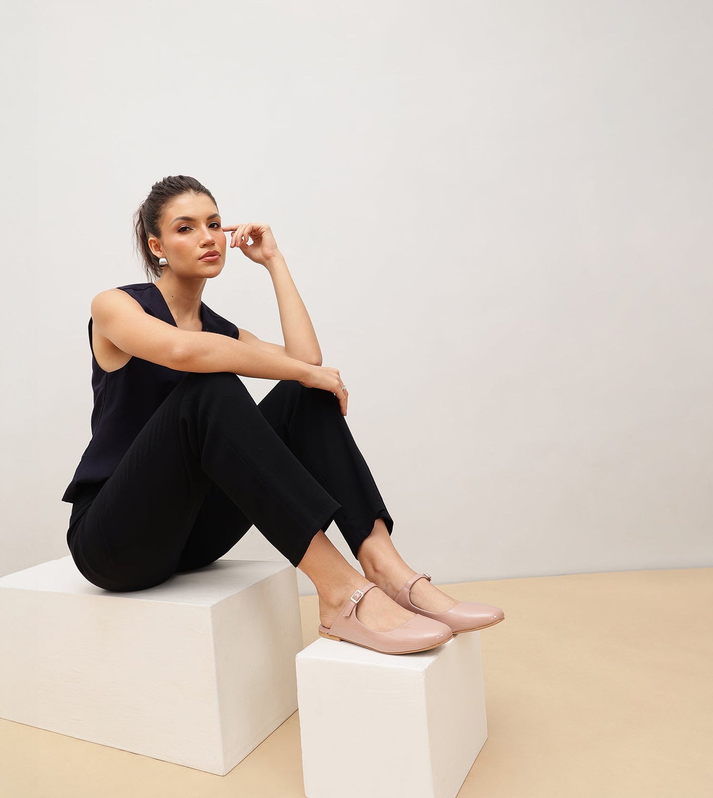 Patent Mules Flats - Nude