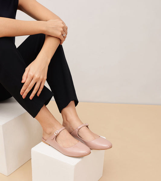 Patent Mules Flats - Nude
