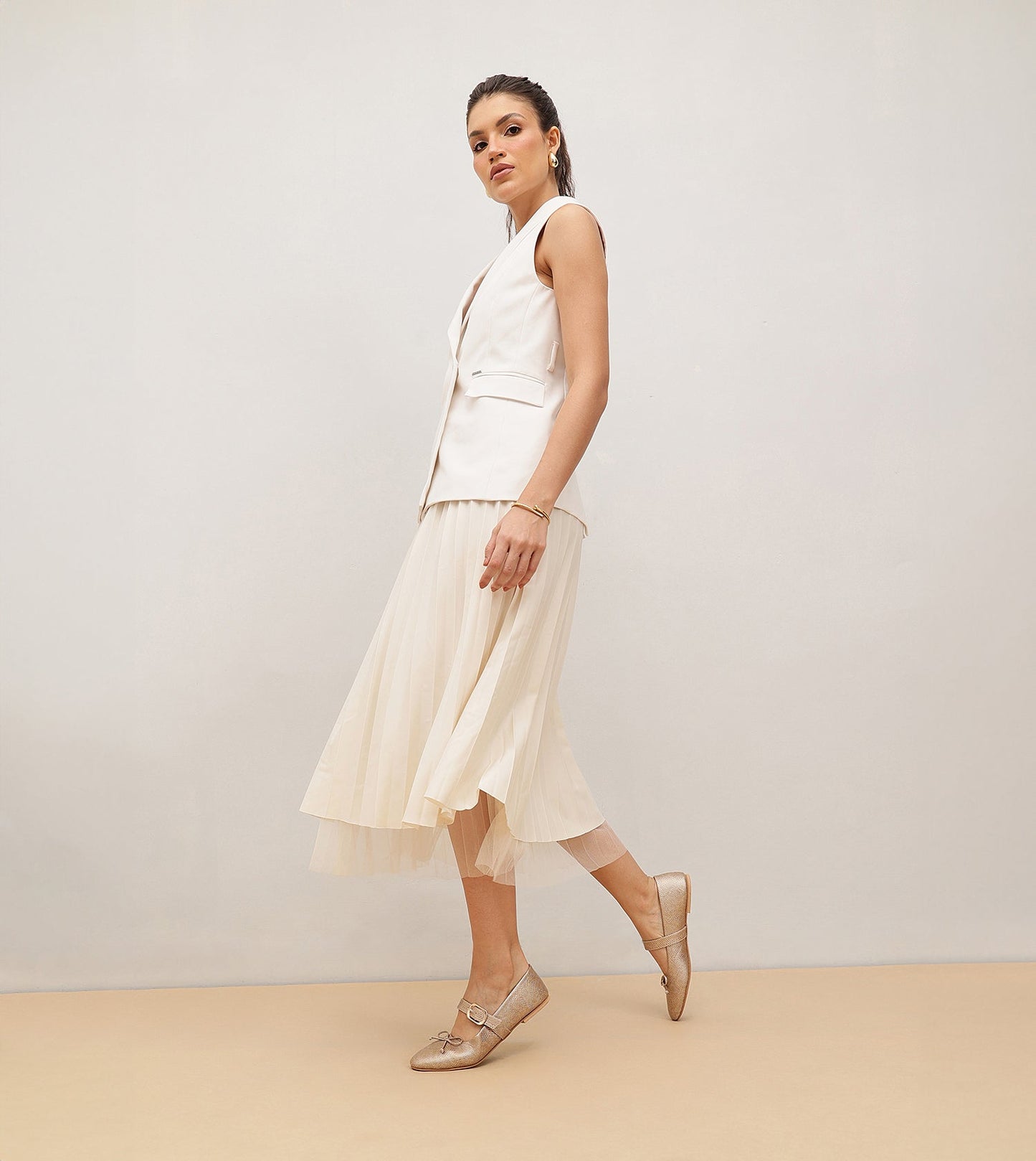 Buckled Mary Janes Ballet Flats - Gold