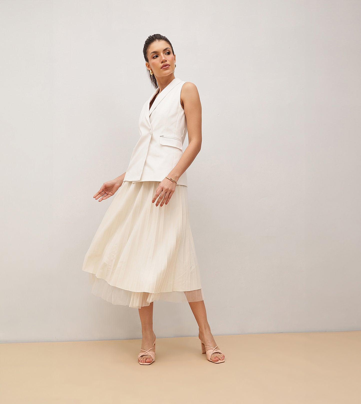 Patent Croco Strappy Sandals - Peach