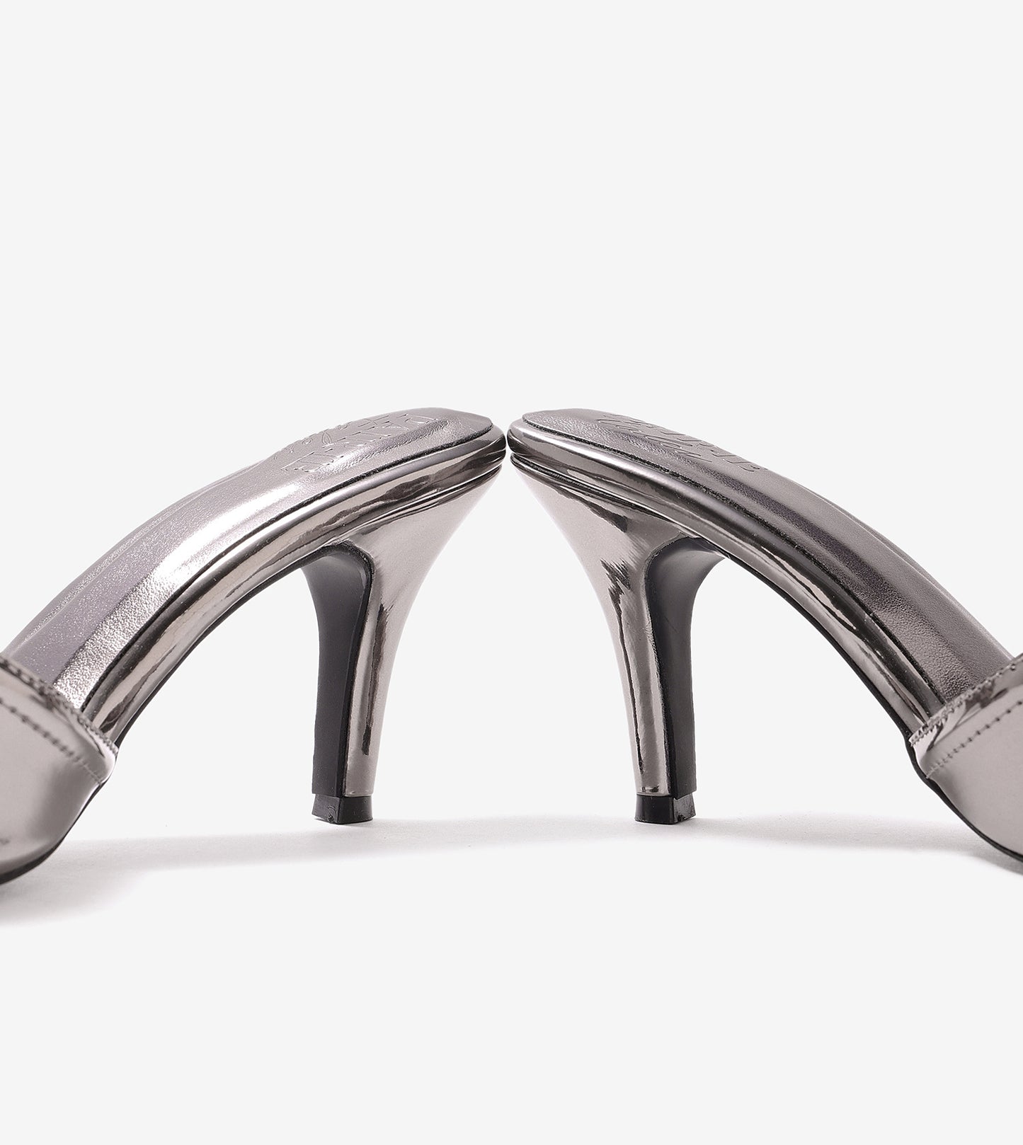 Metallic Wavy Stiletto Heeled Sandals - Gunmetal