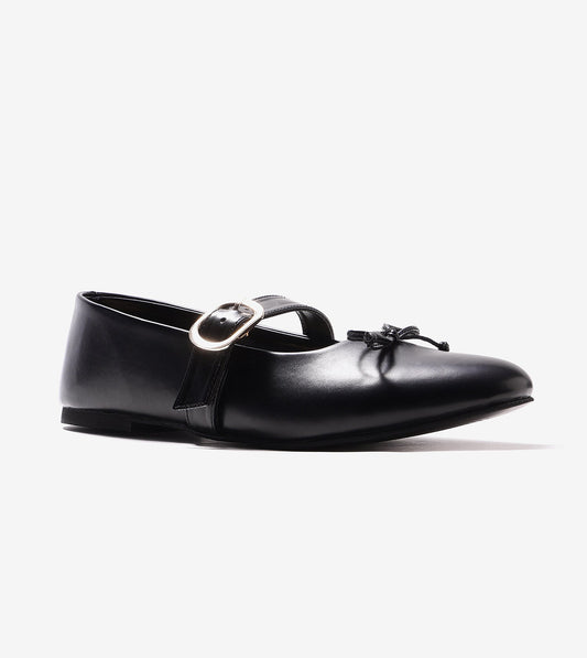 Buckled Mary Janes Ballet Flats - Black