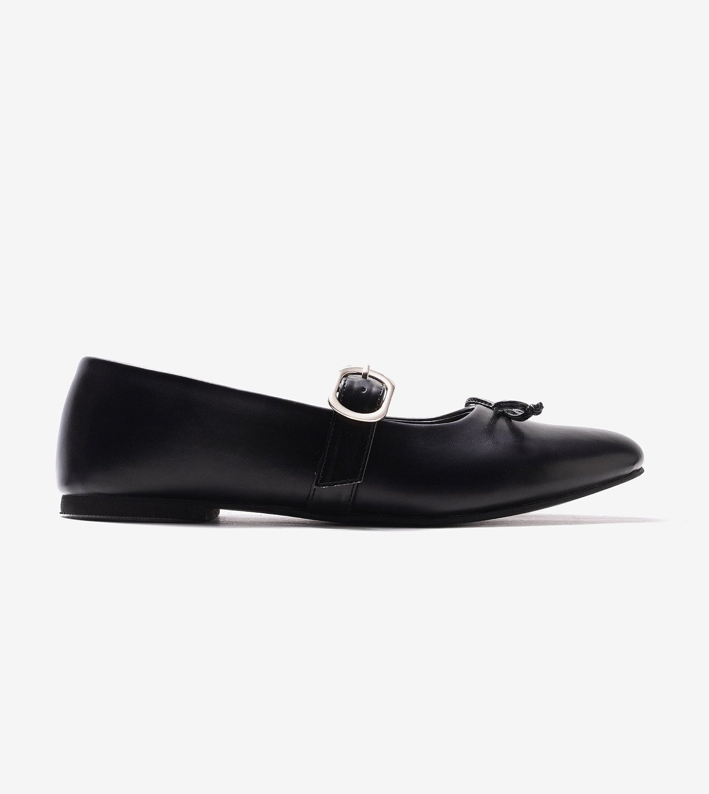Buckled Mary Janes Ballet Flats - Black