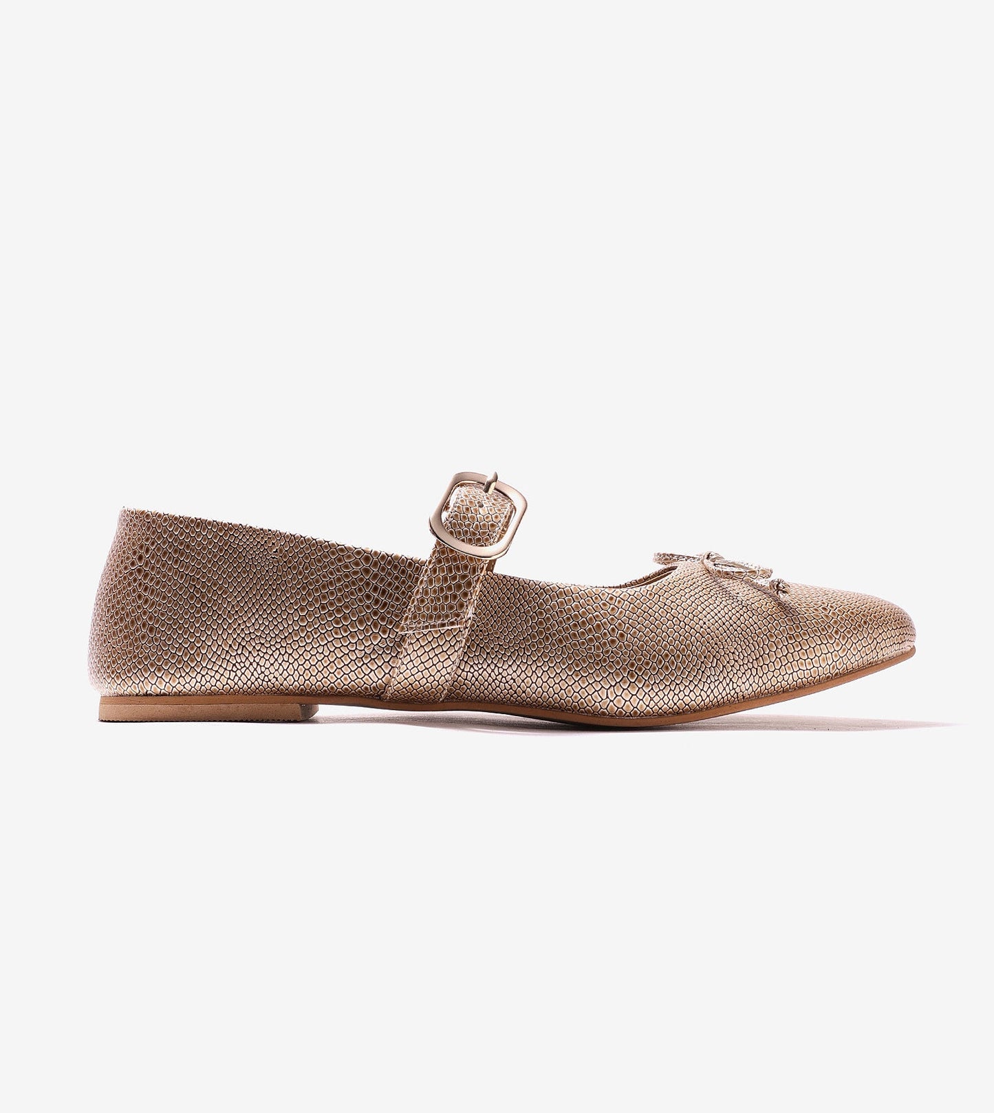 Buckled Mary Janes Ballet Flats - Gold