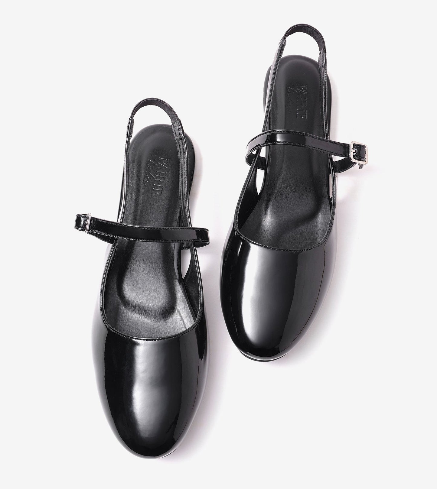 Patent Slingback Mary Janes Flat - Black